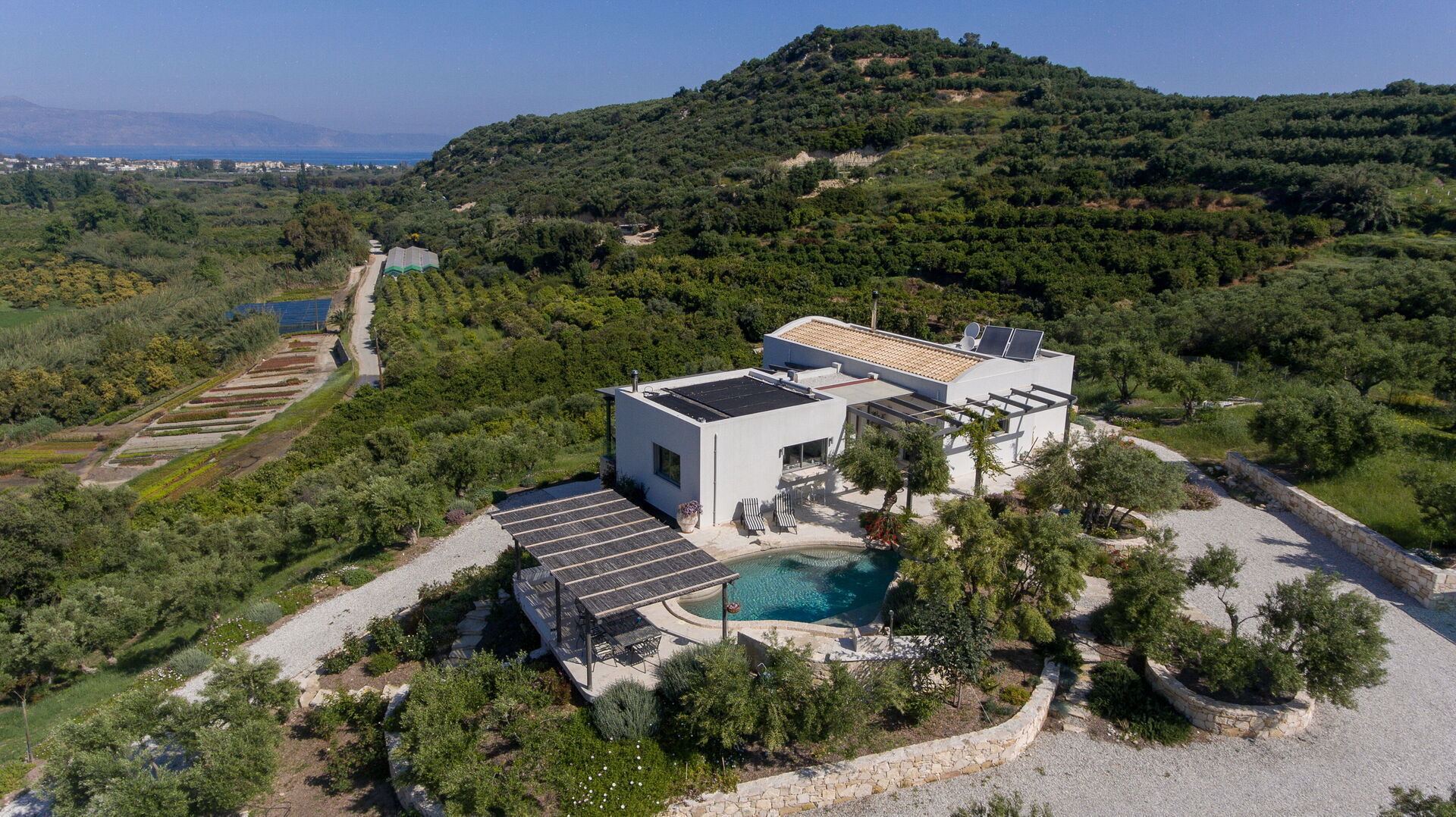 Solar panels at Villa Lucy in Crete