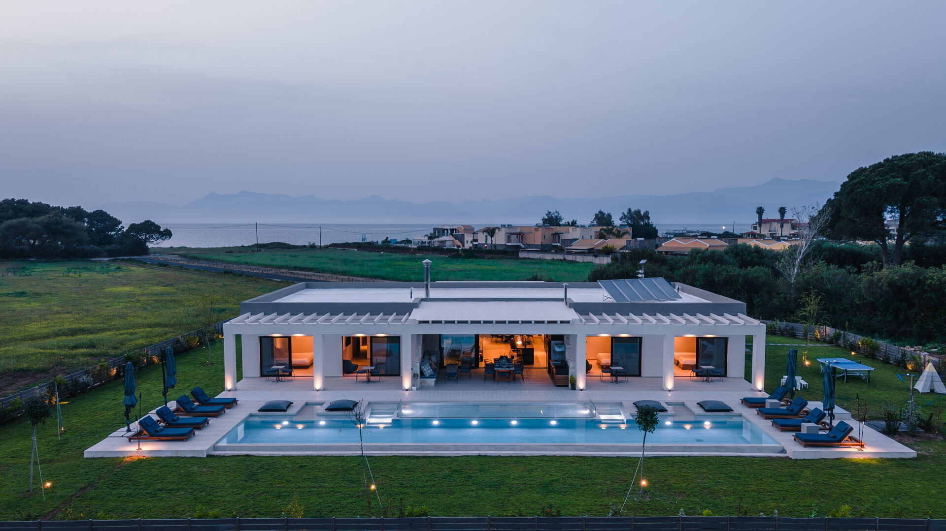 Eco-friendly villa with renewable energy systems