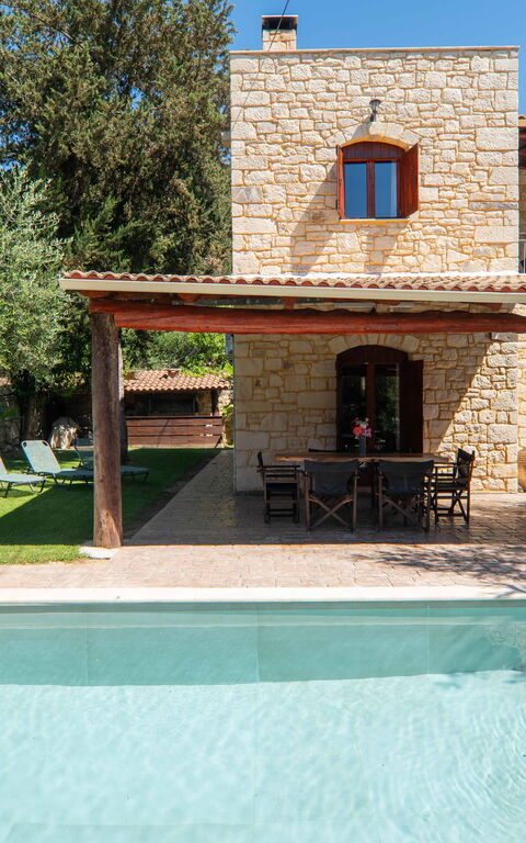 Villa Nipos: Balcony / Terrace / Patio, Building Exterior, Garden, Outdoor, Pool