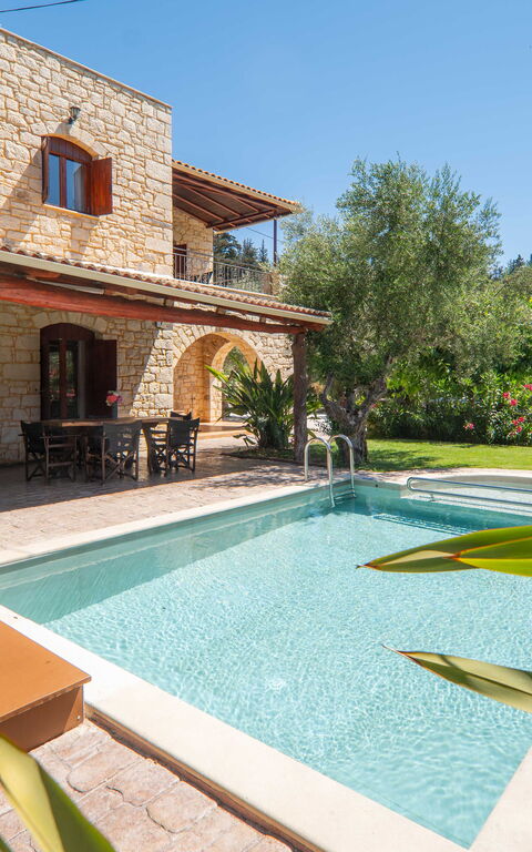 Villa Nipos: Balcony / Terrace / Patio, Building Exterior, Garden, Outdoor, Pool