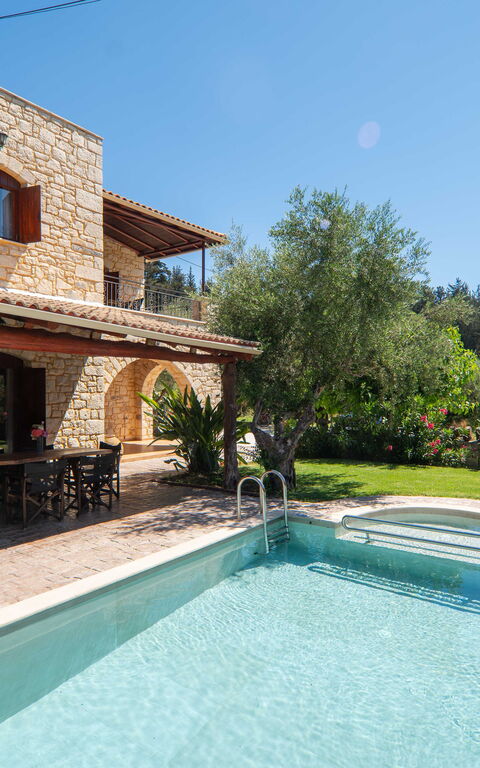 Villa Nipos: Balcony / Terrace / Patio, Building Exterior, Garden, Outdoor, Pool