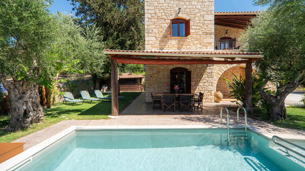 Villa Nipos: Balcony / Terrace / Patio, Building Exterior, Garden, Outdoor, Pool