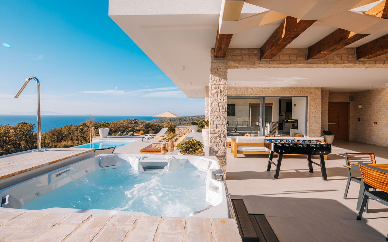 Villa Steropa: Balcony / Terrace / Patio, Building Exterior, Hot Tub, Outdoor, Pool