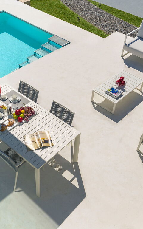 Villa Gadir: Balcony / Terrace / Patio, Building Exterior, Food, Outdoor, Pool