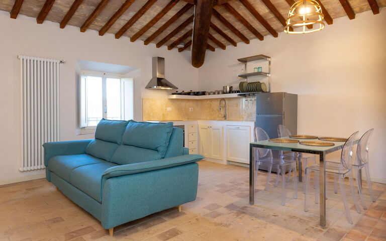 Accommodation Borgo Ariano 7: Bedroom, Dining Room, Living Room